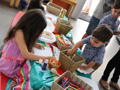 Children at craft table